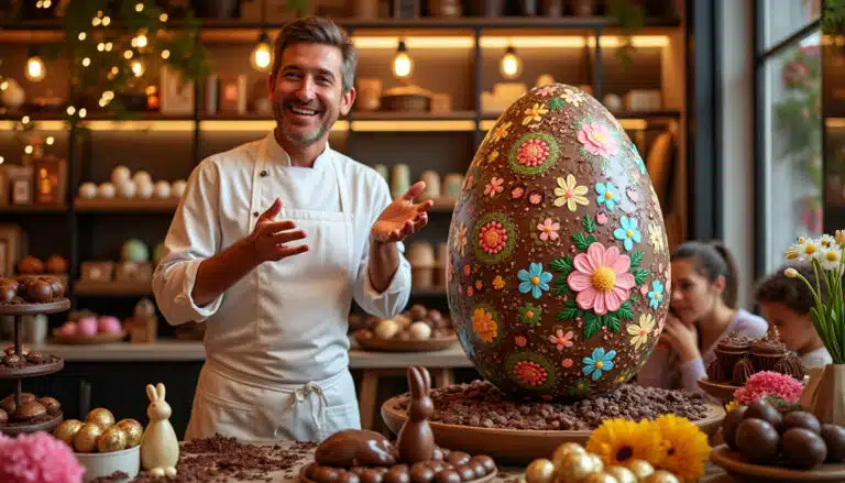 discover the uk's largest easter egg! a chocolatier has unveiled a colossal 300kg easter egg, a stunning masterpiece that promises to be the centerpiece of this year's easter celebrations. learn more about this extraordinary treat and its creative craftsmanship.